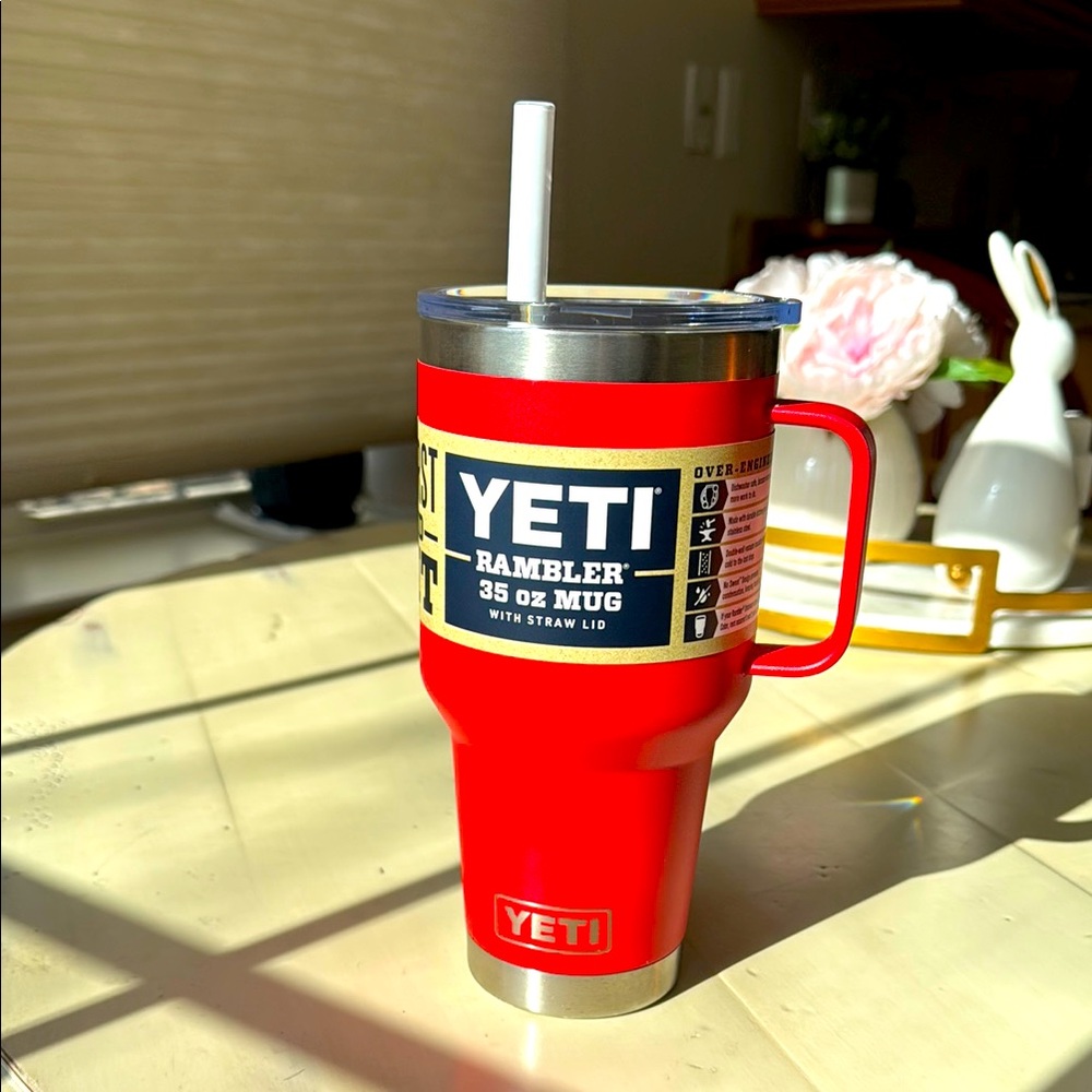 YETI Rambler Red Mug with Straw Lid